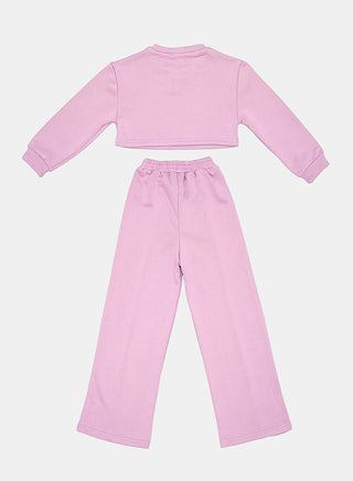 Lilac Ribbed Winter Co-ord Set For Girls