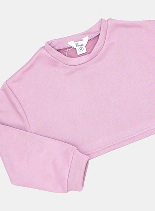 Lilac Ribbed Winter Co-ord Set For Girls