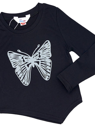 Butterfly Black Top With Embroidered Jeans