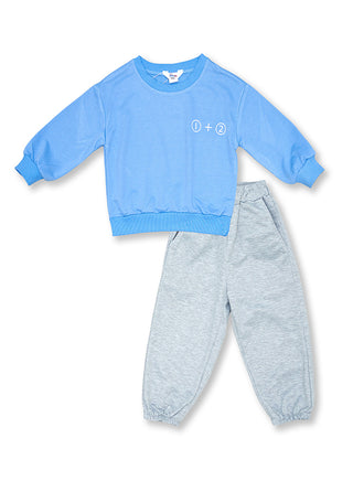 Blue And Grey Math Sweatshirt Jogger Set