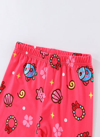 Cute Mermaid Glow in the Dark Pajama Set for Girls