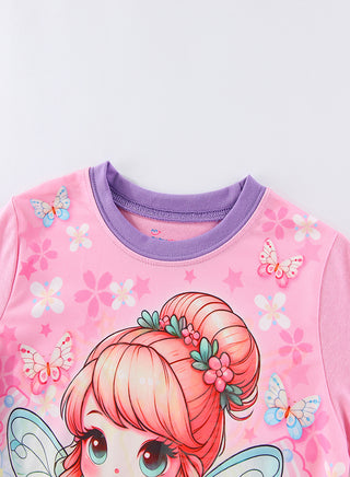 Pink Fairy Princess Glow in the Dark Pajama Set for Girls