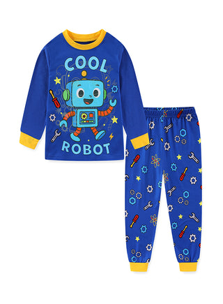 Cool Robot Print Boys glow in the dark Pajama Set