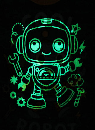 Cool Robot Print Boys glow in the dark Pajama Set