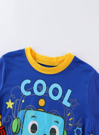 Cool Robot Print Boys glow in the dark Pajama Set