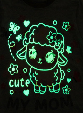 Sweet Sheep and Mom Glow in the dark Pajama Set for Girls