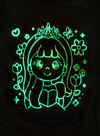 Cute Princess Castle Girls Glow in the dark Pajama Set
