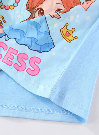 Cute Princess Castle Girls Glow in the dark Pajama Set