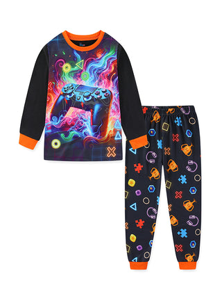 Neon Game Print Boys Glow in the Dark Pajama Set