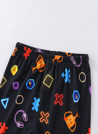 Neon Game Print Boys Glow in the Dark Pajama Set