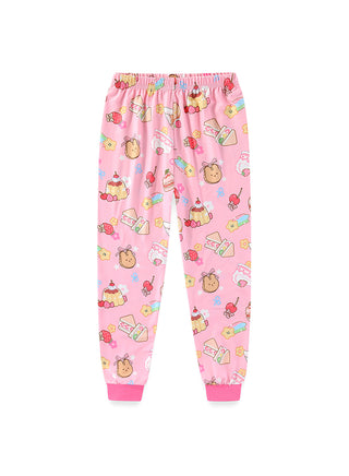 Pink Printed Girls Glow in the Dark Pajama Set
