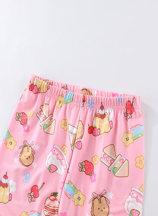 Pink Printed Girls Glow in the Dark Pajama Set