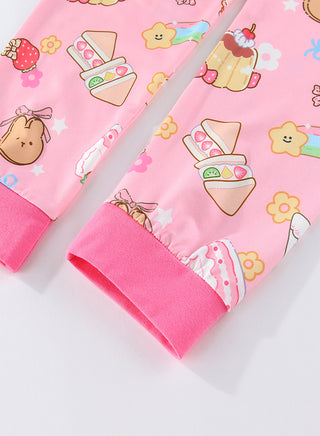 Pink Printed Girls Glow in the Dark Pajama Set