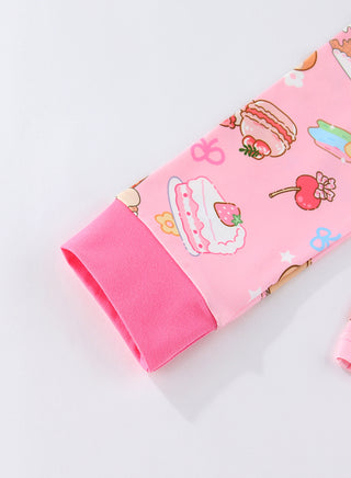 Pink Printed Girls Glow in the Dark Pajama Set