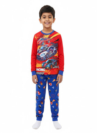 Racing Cars Print Boys Glow in the dark Pajama Set