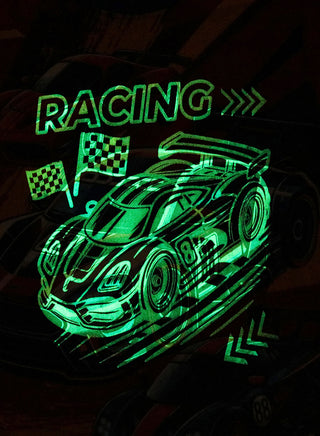 Racing Cars Print Boys Glow in the dark Pajama Set