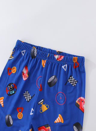 Racing Cars Print Boys Glow in the dark Pajama Set