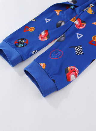 Racing Cars Print Boys Glow in the dark Pajama Set