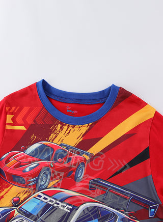 Racing Cars Print Boys Glow in the dark Pajama Set