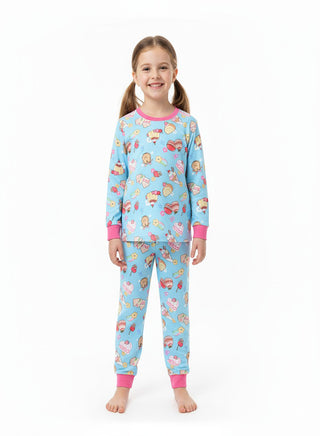 Blue Printed Girls Glow in the dark Pajama Set