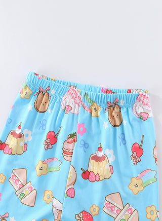 Blue Printed Girls Glow in the dark Pajama Set