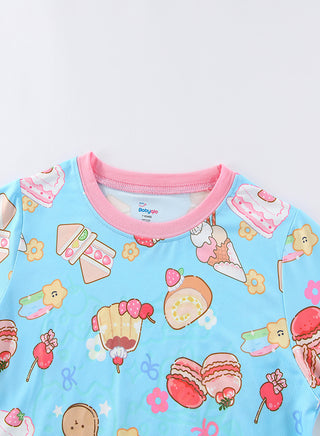 Blue Printed Girls Glow in the dark Pajama Set