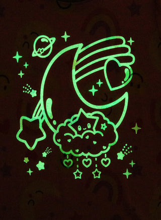 Rainbow Print Girls Glow in the dark Pajama Set