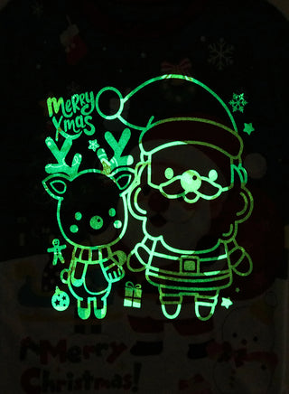 Unisex Green Santa Glow Christmas Pajama Set Kids