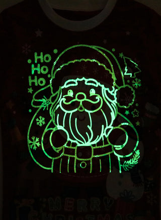 Unisex Red Santa Stripe Glow Pajama Set