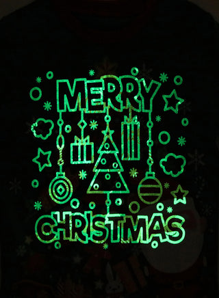 Unisex Green Santa Sleigh Glow Christmas Pajamas