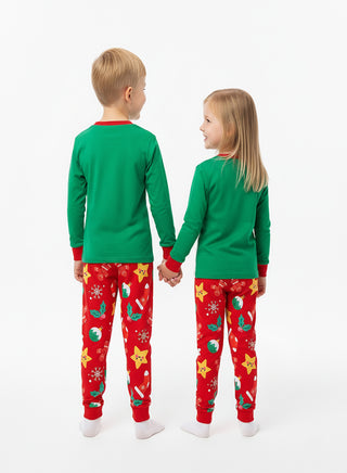 Unisex Green Santa Sleigh Glow Christmas Pajamas