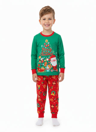 Unisex Green Santa Sleigh Glow Christmas Pajamas