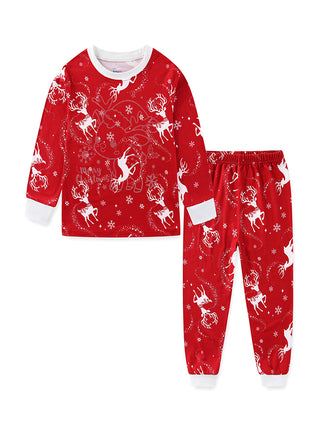 Unisex Red Reindeer Glow Christmas Pajama Set
