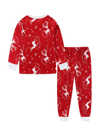 Unisex Red Reindeer Glow Christmas Pajama Set