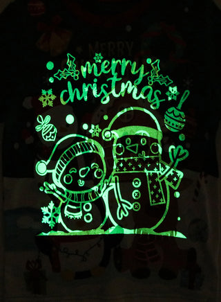 Unisex Green Penguin Reindeer Glow Christmas Pajamas