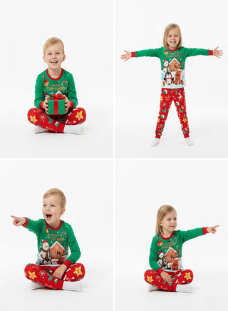 Unisex Green Penguin Reindeer Glow Christmas Pajamas