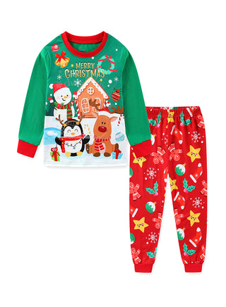 Unisex Green Penguin Reindeer Glow Christmas Pajamas