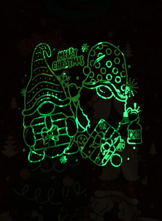 Unisex Red Gnome Christmas Tree Glow Pajamas