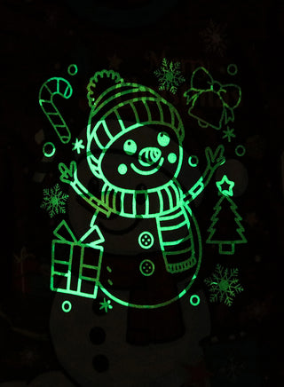 Unisex Red Snowman Glow Christmas Pajama Set