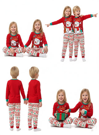 Unisex Red Snowman Glow Christmas Pajama Set