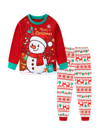 Unisex Red Snowman Glow Christmas Pajama Set