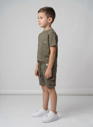 Boys Olive Brown Summer Shorts Set