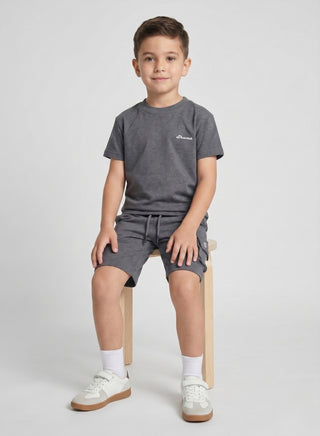 Boys Grey Casual Cargo Shorts Set