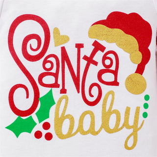 Santa Baby Printed Christmas Romper with Hoodie