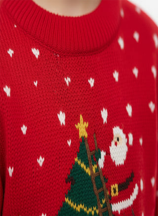 Unisex Red Santa Christmas Tree Knit Sweater