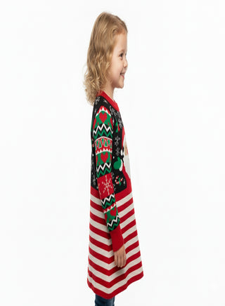 Santa Face Striped Knit Christmas Dress
