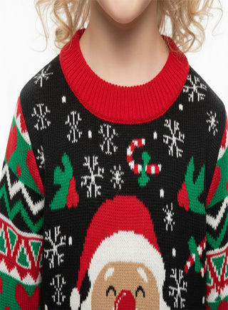 Santa Face Striped Knit Christmas Dress