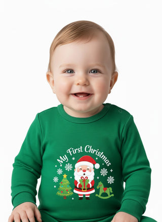 My First Christmas Santa and Tree Unisex Romper