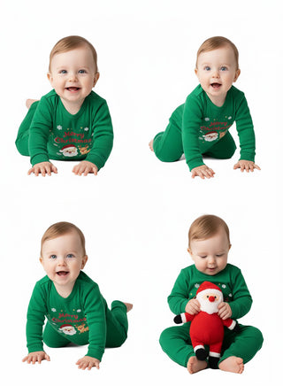 Merry Christmas Santa and Reindeer Baby Romper