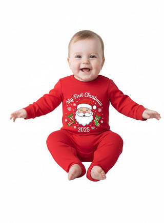 My First Christmas 2025 Red Baby Romper